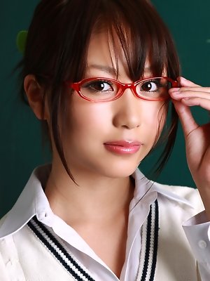 Mai Nishida Asian takes school uniform off and shows big tits